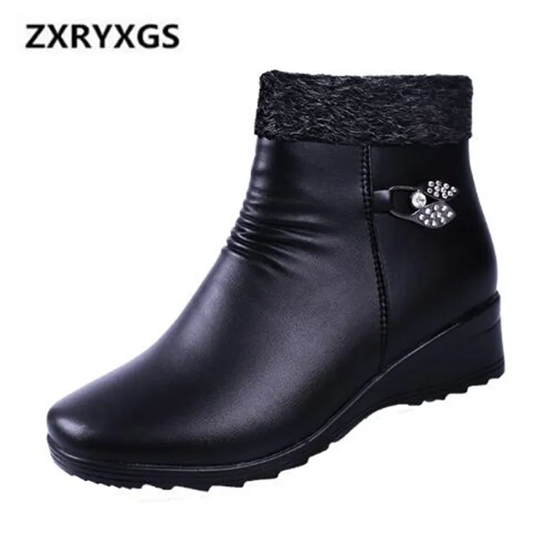 

2018 Autumn New Elegant Rhinestone High Quality PU Women Boots Non-slip Soft Ankle Boots Wedges Shoes Woman Fashion Casual Shoes