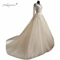 Leeymon Горячая Robe De Mariage одежда с длинным рукавом кружево Свадебные платья 2019 бальное платье Цветы свадебное платье со стразами плюс размеры