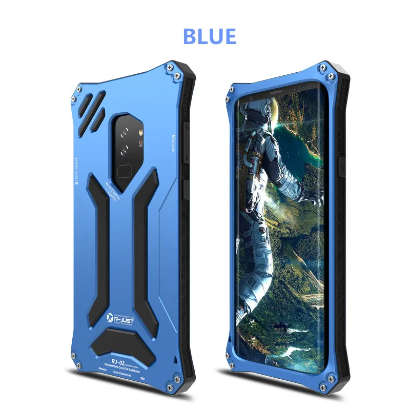 R-JUST чехол для samsung Note 9 8 S10 S9 S8 Plus алюминиевый корпус брызг воды/анти-пыльный/анти-шок телефонные чехлы металлические покрытия - Цвет: blue