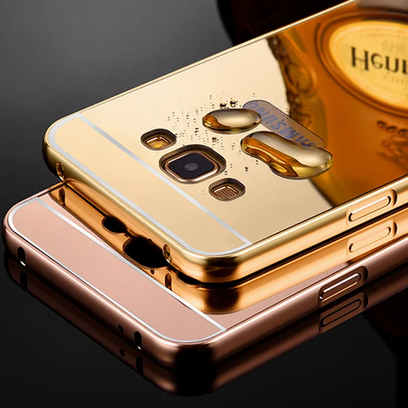 Phone Case For Samsung Galaxy A3 A5 A7 A8  (2015) Luxury Aluminum Metal Frame and Hard PC Mirror Back Cover case