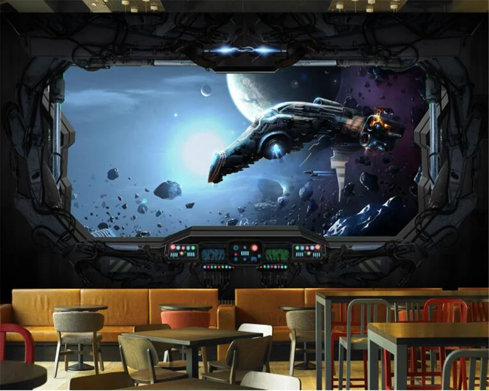 Us 8 85 41 Off Beibehang Home Interior Spaceship Wallpaper Interior Decoration Living Room Mural Background Wallpaper Living Room 3d Wallpaper In