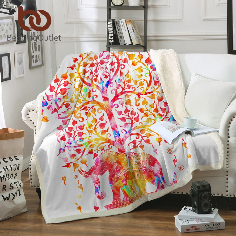 BeddingOutlet Sherpa Throw Blanket Turquoise Ethnic Indian
