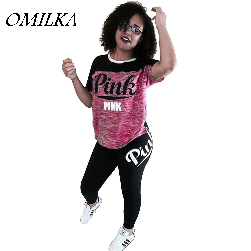Женский костюм из футболки и юбки OMILKA Розовый Повседневный с коротким рукавом
