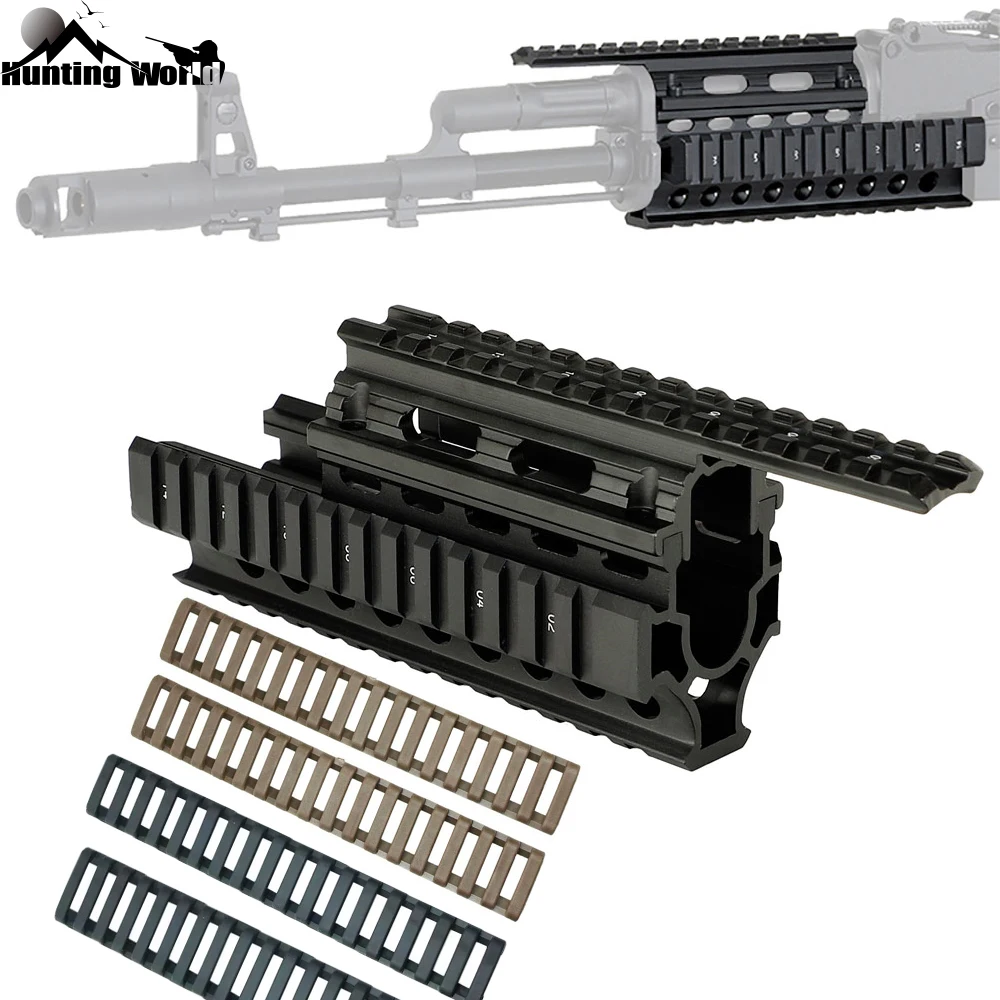 

Universal Tactical Quad Picatinny Rail Mount ROMANIAN Handguard 2-Piece Construction with free handguard Covers for AK 47/74 AKS