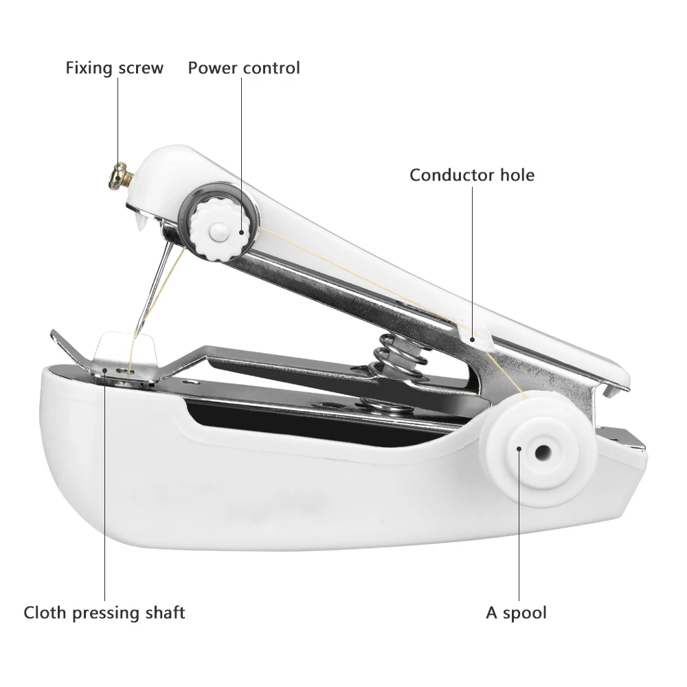 Portable Mini Sewing Machine Quick Stitch Sew Needlework Cordless Curtains Clothes Fabrics Household Hand-held Sewing Machine