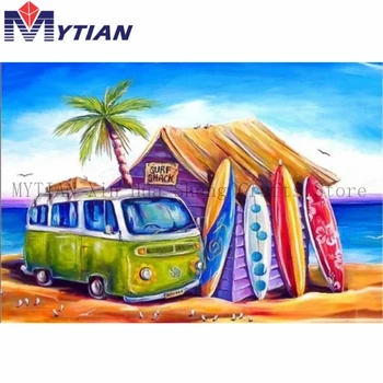 

Volkswagon Vans Beach Palm Trees Diamond Painting MYTIAN 5D DIY Diamond Embroidery Scenic Cross Stitch Mosaic Gift Wall Sticker