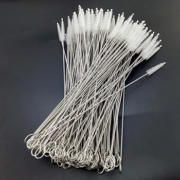 

200pcs/lot Baby Milk Bottle Drink Water Cup Straw Washing Brush Stainless Steel Handle Spiral Soft Hair Cleaning Tool