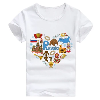 

Russia print countries love set t-shirt for kids summer family outfit tops wholesales and dropship