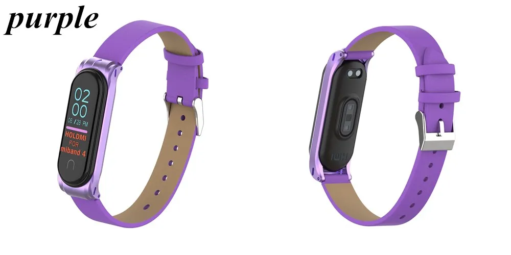 Colorful Leather Mi Band 4 3 Metal strap For xiaomi Mi Band 4 3 PU Stainless Bracelet MiBand 4 3 Wristbands Replacement straps