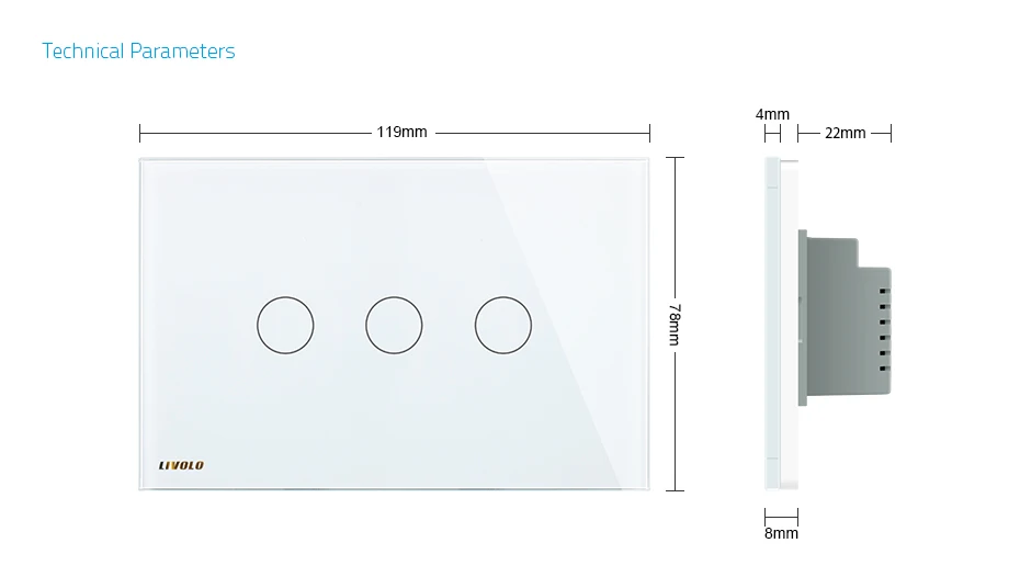 Livolo сенсорный выключатель, AU/US Стандартный, VL-C303SR-81, 3-банды 2-образом удаленный сенсорный выключатель света, кристалл Стекло Панель, светодиодный индикатор