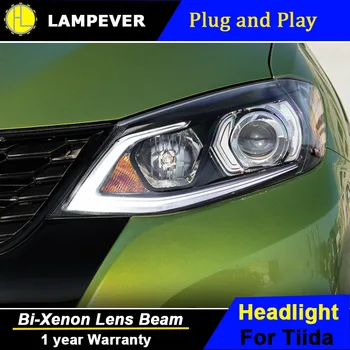 

Car Styling For Nissan Tiida headlights 2016 2017 Tiida led headlight Head Lamp led drl projector headlight H7 hid Bi-Xenon Lens