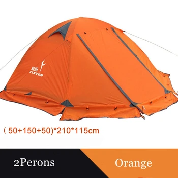 Flytop camping tent outdoor 2 people or 3perons double layer aluminum pole anti snow outdoor family tent with snow skirt 3