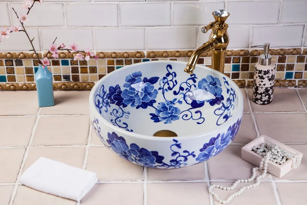 China Artistic Handmade Art wash basin Ceramic Counter Top Wash Basin Bathroom Sinks hand wash basin sink bathroom sinks (2)