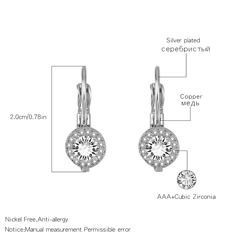 Розовое золото, прозрачные кубические циркониевые серьги-кольца для женщин, простой стиль, ослепительные серебряные серьги, модные ювелирные изделия, вечерние серьги, подарки