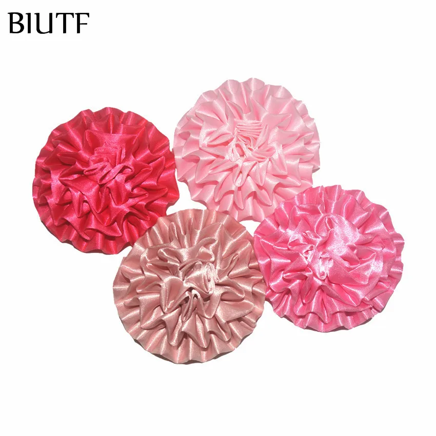 

10pcs/lot 3.6'' Large Soft Satin Fabric Flower 9cm Artificial Hair Flower with Clip Kids Hairpin Accessory TH283