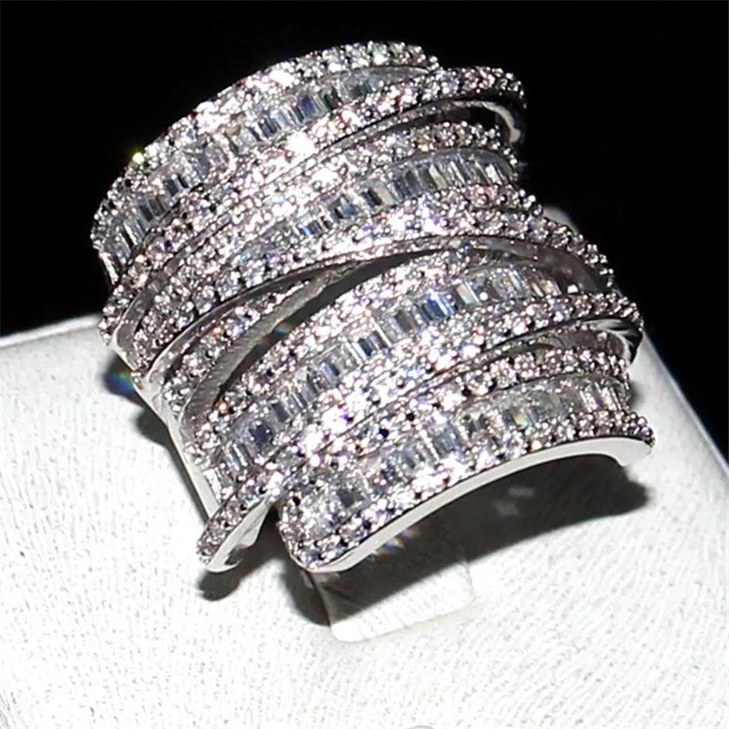 

choucong jewelry Luxury Pave set full Square T 5a Zircon stone ring Women 925 Sterling silver cz Cocktail Band Rings size 5-10