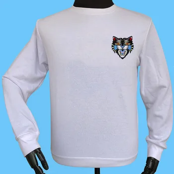 

Seestern brand new men's clothing applique embroidery angry cat face badge autumn winter Hoodie, fashion night club cotton tops