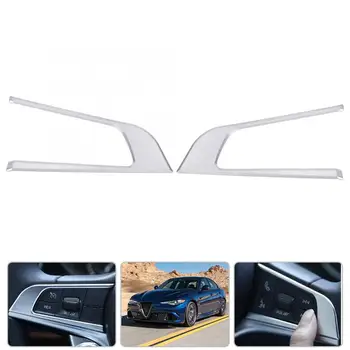 

2pcs/set Car Steering Wheel Decoration Frame Cover Trim Fit for Alfa Romeo Giulia 2017 ABS Silver Chrome
