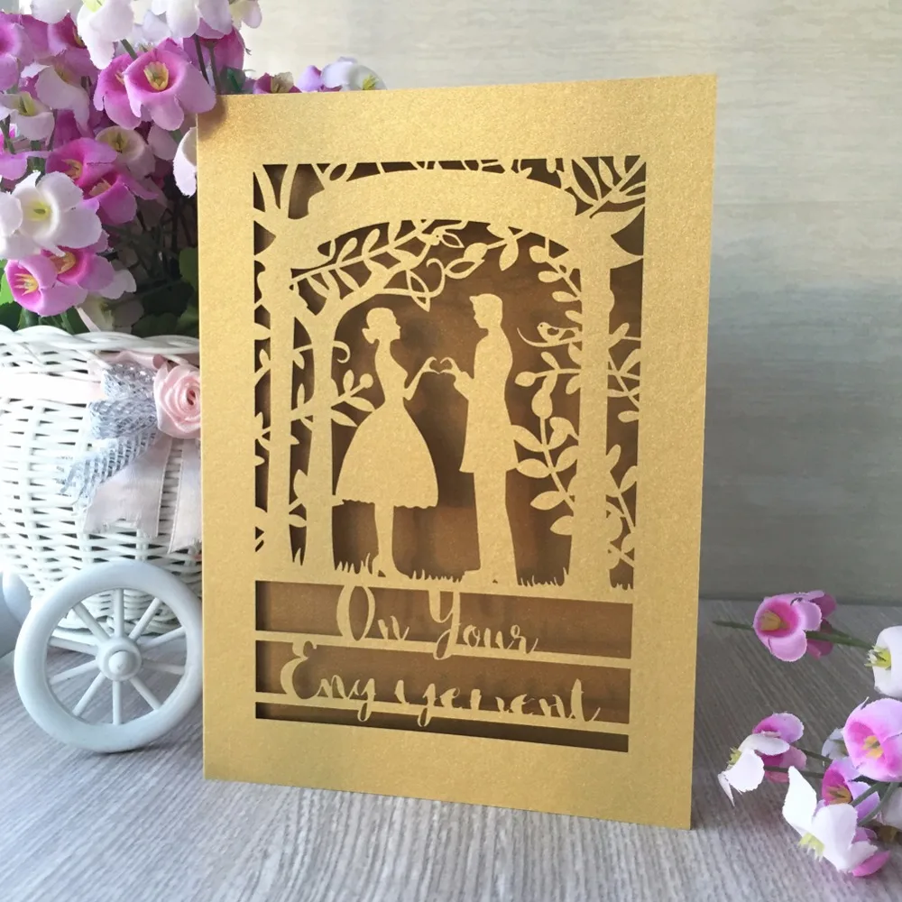 100pcs Custom name on Laser Cut Glossy paper Romantic Wedding ...