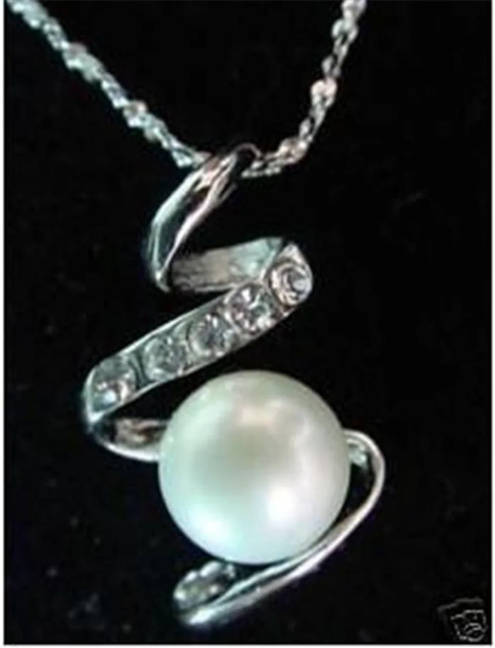 

Beautiful AAA 8-9mm White Akoya Pearl "S" Pendant Necklace^^^@^Noble style Natural Fine jewe FREE SHIPPING