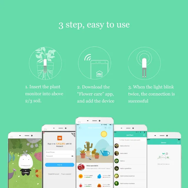5Pcs/lot Xiaomi Mi Flora Monitor International Version Digital Plants Grass Flower Care Soil Water Light Smart Tester Sensor