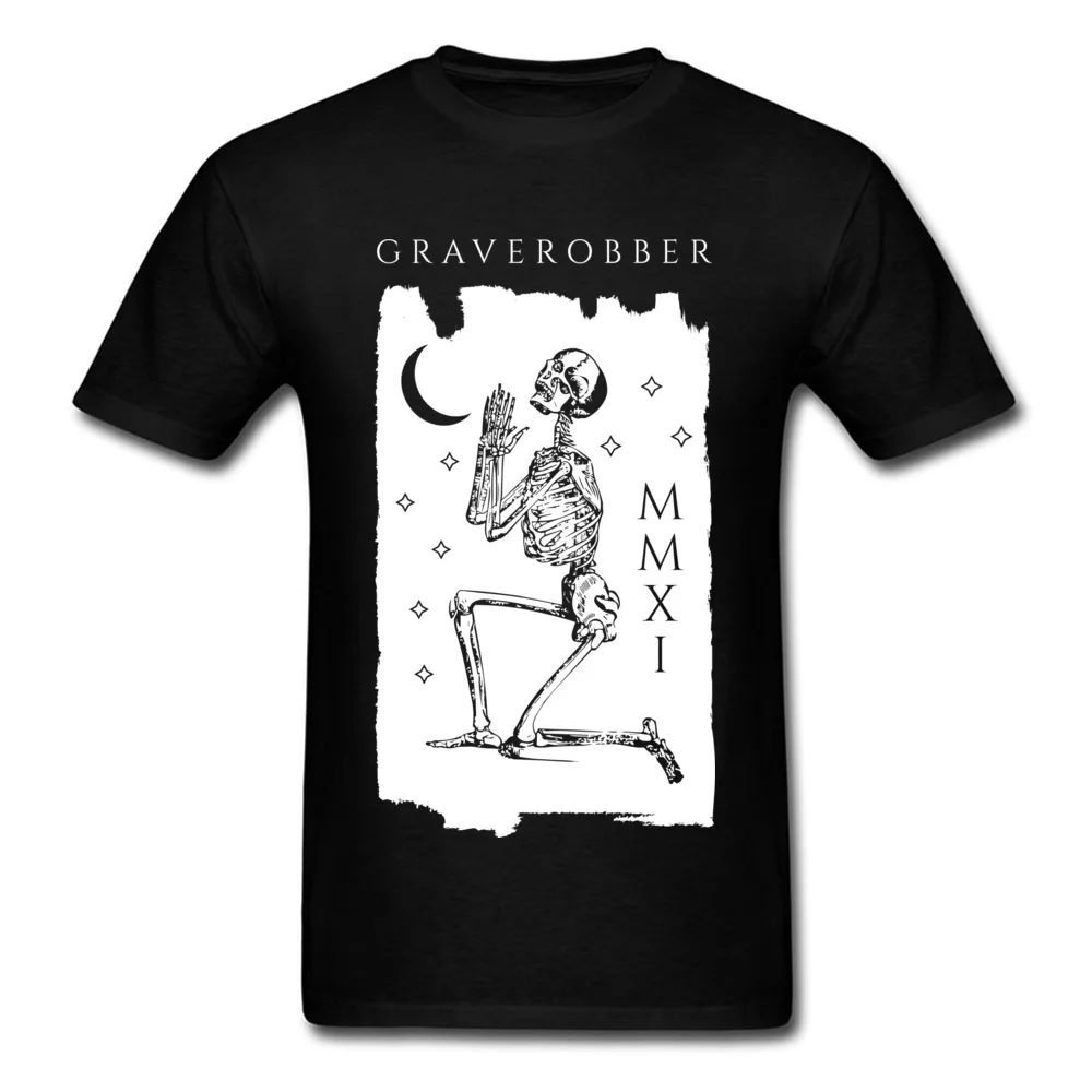 

Graverobber Brushed Cult Skull Skeleton T-Shirt Men O-Neck 100% Cotton Tops & Tees Religious Christian T Shirts Top Quality