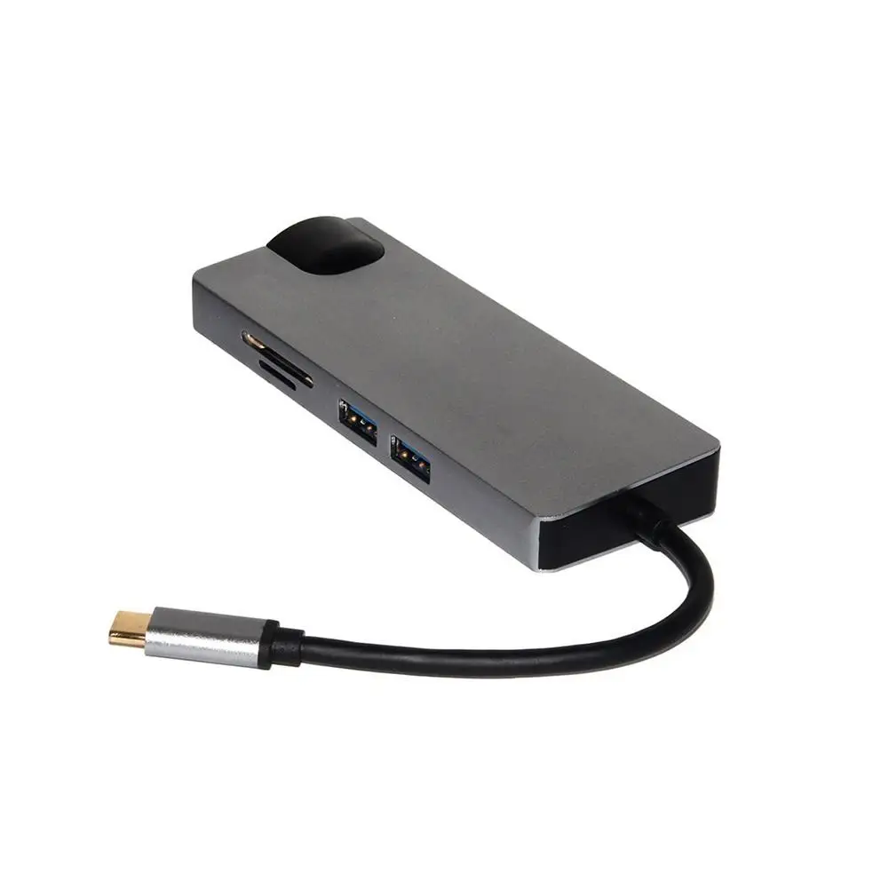 

8 in 1 USB Type C HDMI Hub Adapter with USB3.0 Micro SD/TF Card VGA RJ-45 Ports new