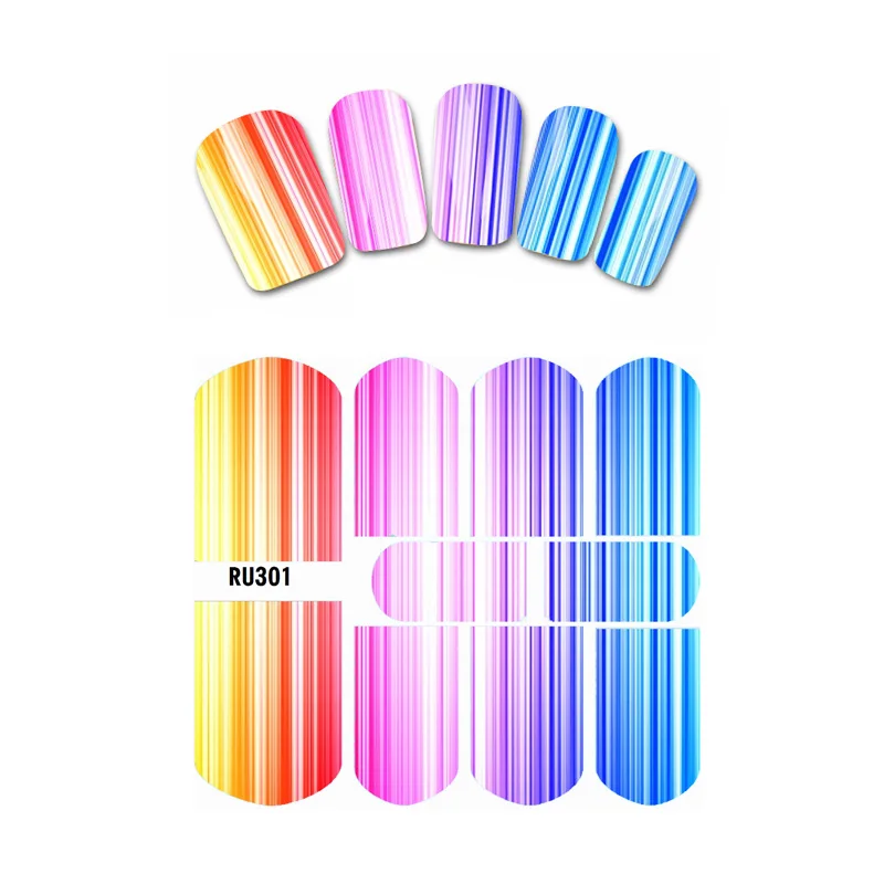 

Nail Sticker WATER DECAL SLIDER RAINBOW SERIAL STRIPE LINE COLORFUL DEW WATER BALL RU301-306