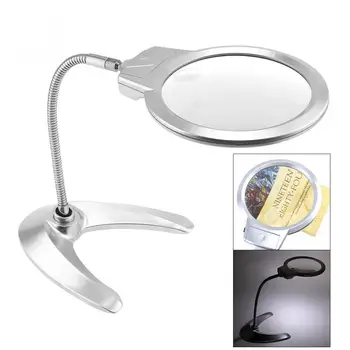 

2X / 5X ABS + Metal Hose Adjustable Desktop Magnifier with 2 LED Light for Jewel Repair