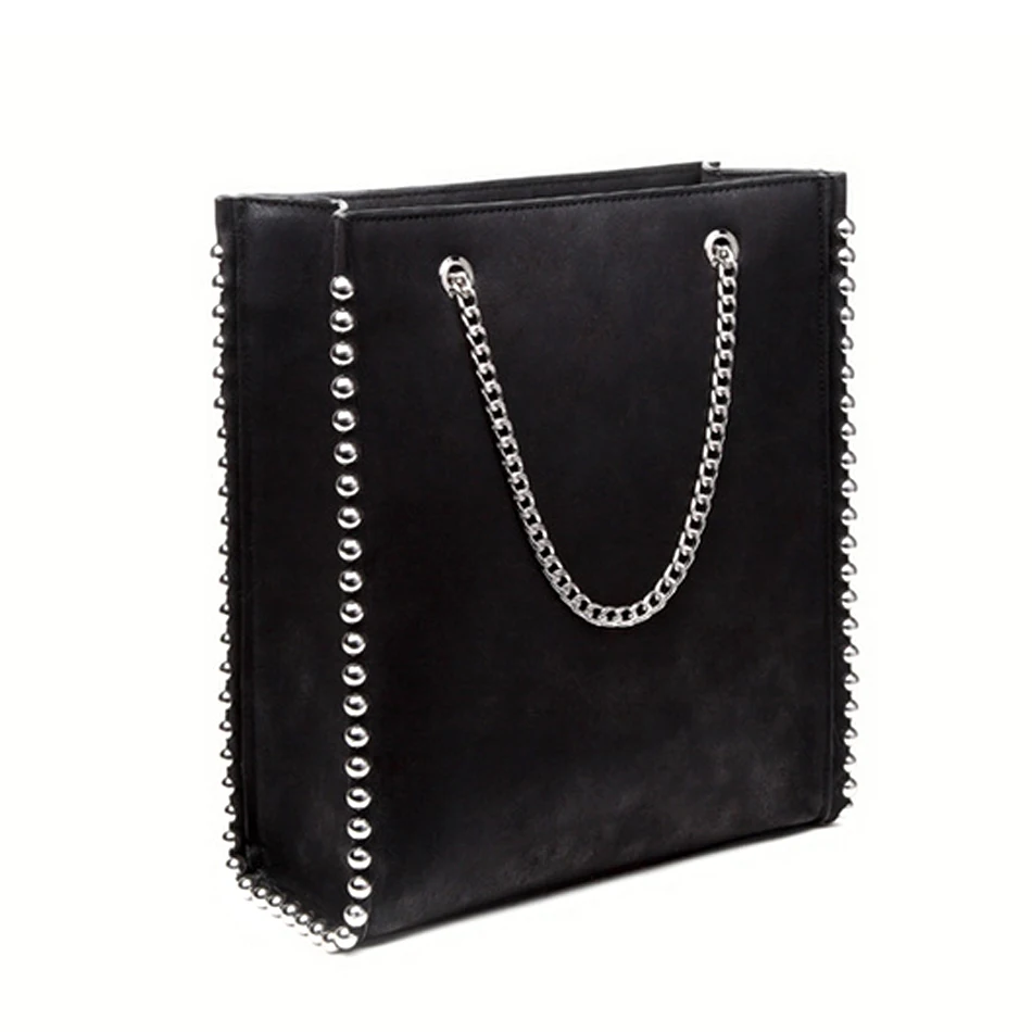 

BEACH Women Bag Chain Tote Rivet Shopping Large Big Female Handbag Designer Style Girl Bolsas Lady pu Leather Bag