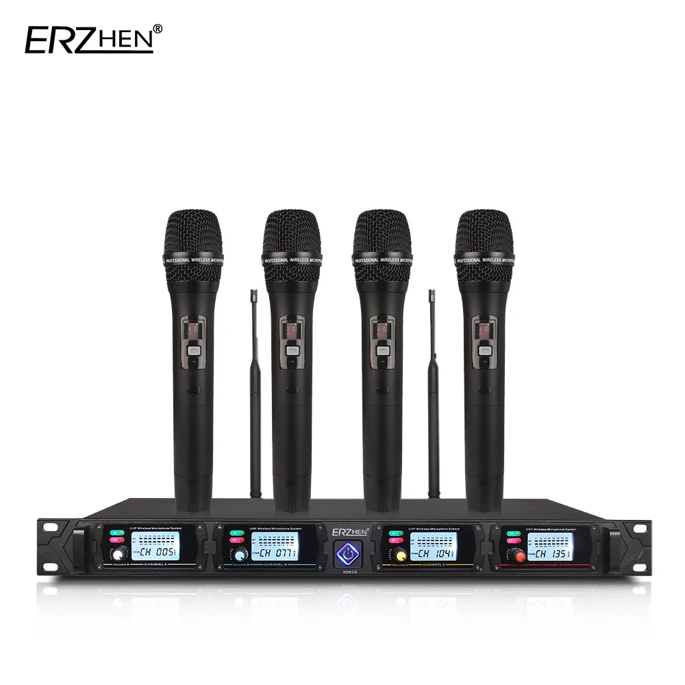 

4 channel Wireless microphone system 8000G professional UHF channels dynamic microphone professional 4 karaoke microphone