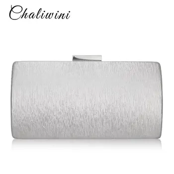 

2020 new Fashion Luxury Elegant Hard Clutch Silk Satin Dark silver Evening Bags tote bags Womens Wedding Purse Evening Party Bag