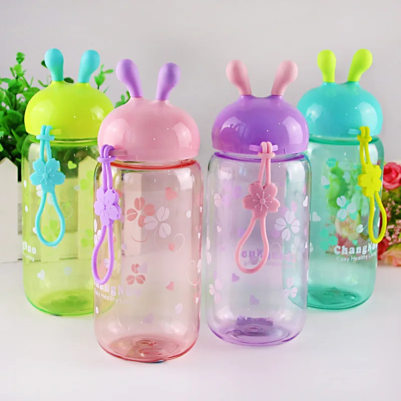 BPA бесплатно мини-Кролик Стиль 450 мл мультфильм кролик бутылка воды герметичное уплотнение пластик портативный питьевой бутылки чайник бутылка