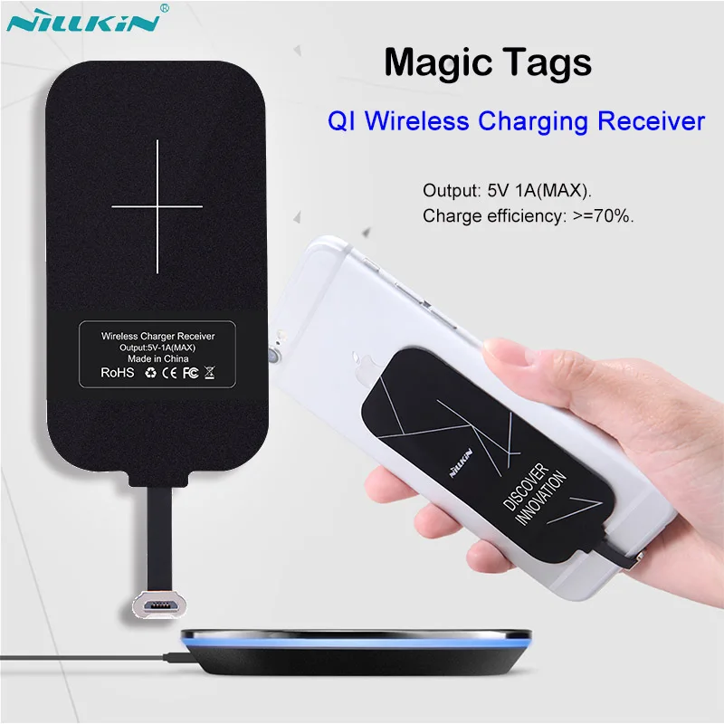 

Nillkin QI Wireless Charging Receiver Micro USB Adapter for Samsung Huawei Redmi Connector For iPhone 5 6 6S Plus