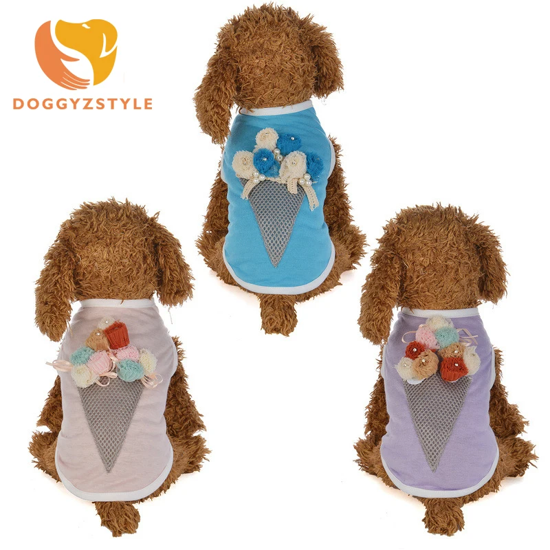 Cute Ice Cream Cone Dog Vest Spring Summer Polyester Tank Top Pet