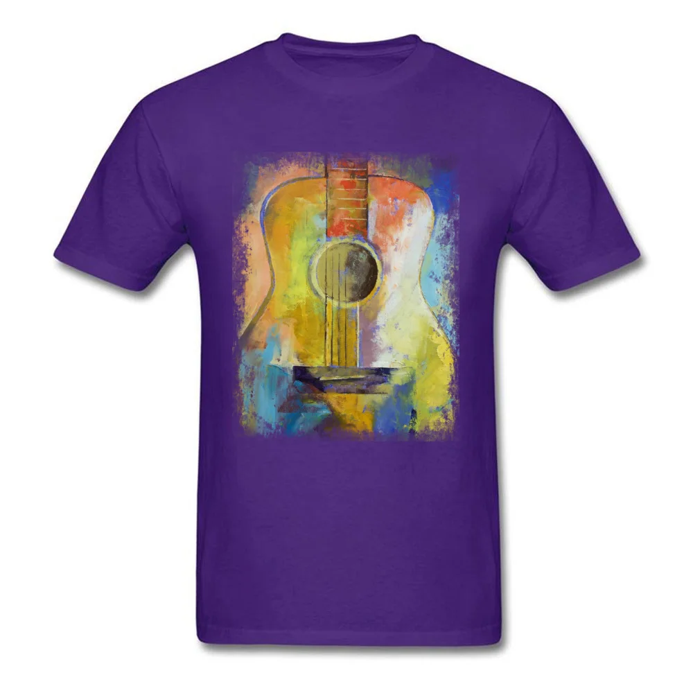 GUITAR MELODIES Pure Cotton T Shirt for Men Short Sleeve 3D Printed Tops Shirts Cheap ostern Day Crewneck Tee Shirt Printed GUITAR MELODIES purple