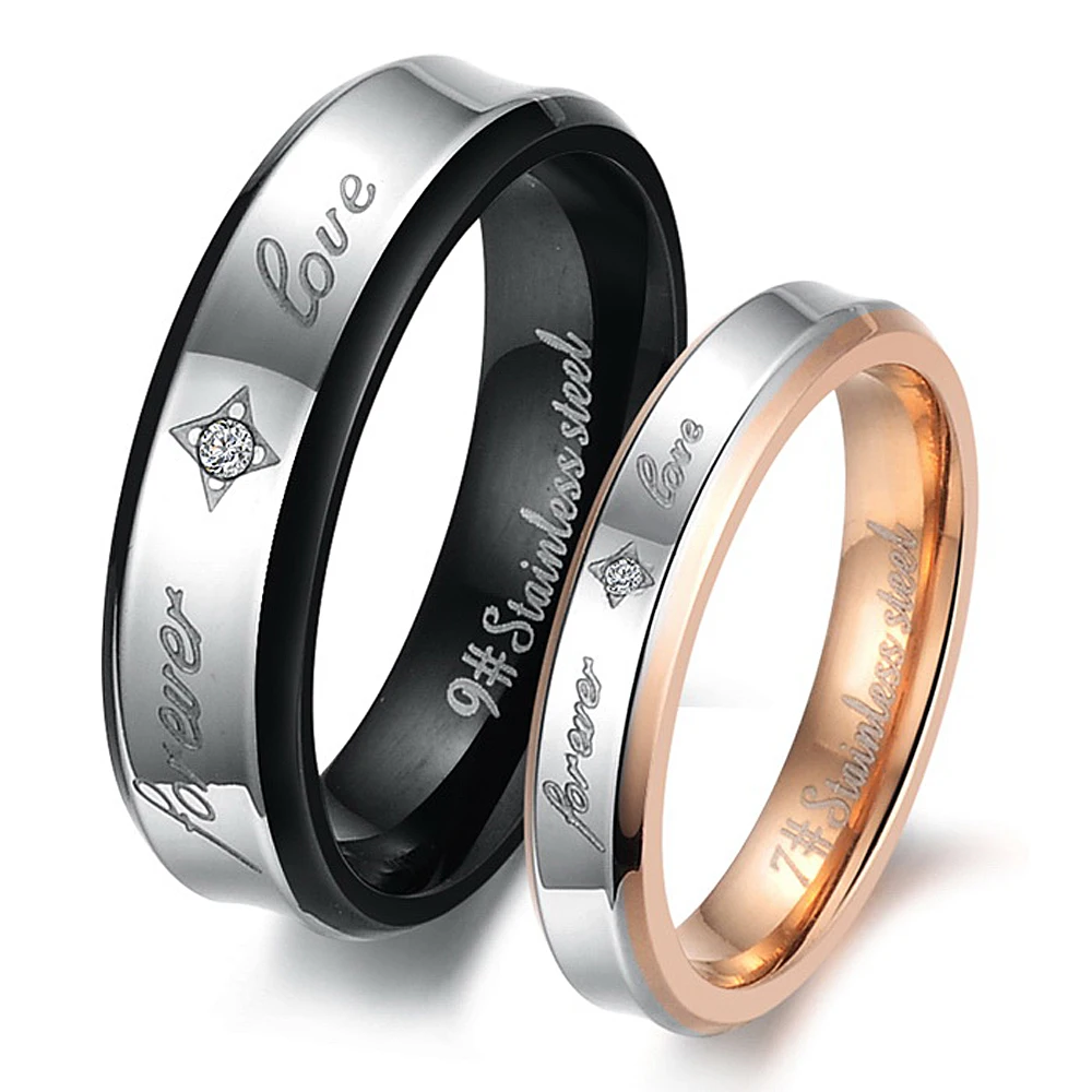 1 Pieces " Forever Love " His and Hers Anniversary Rings Gift Stainless