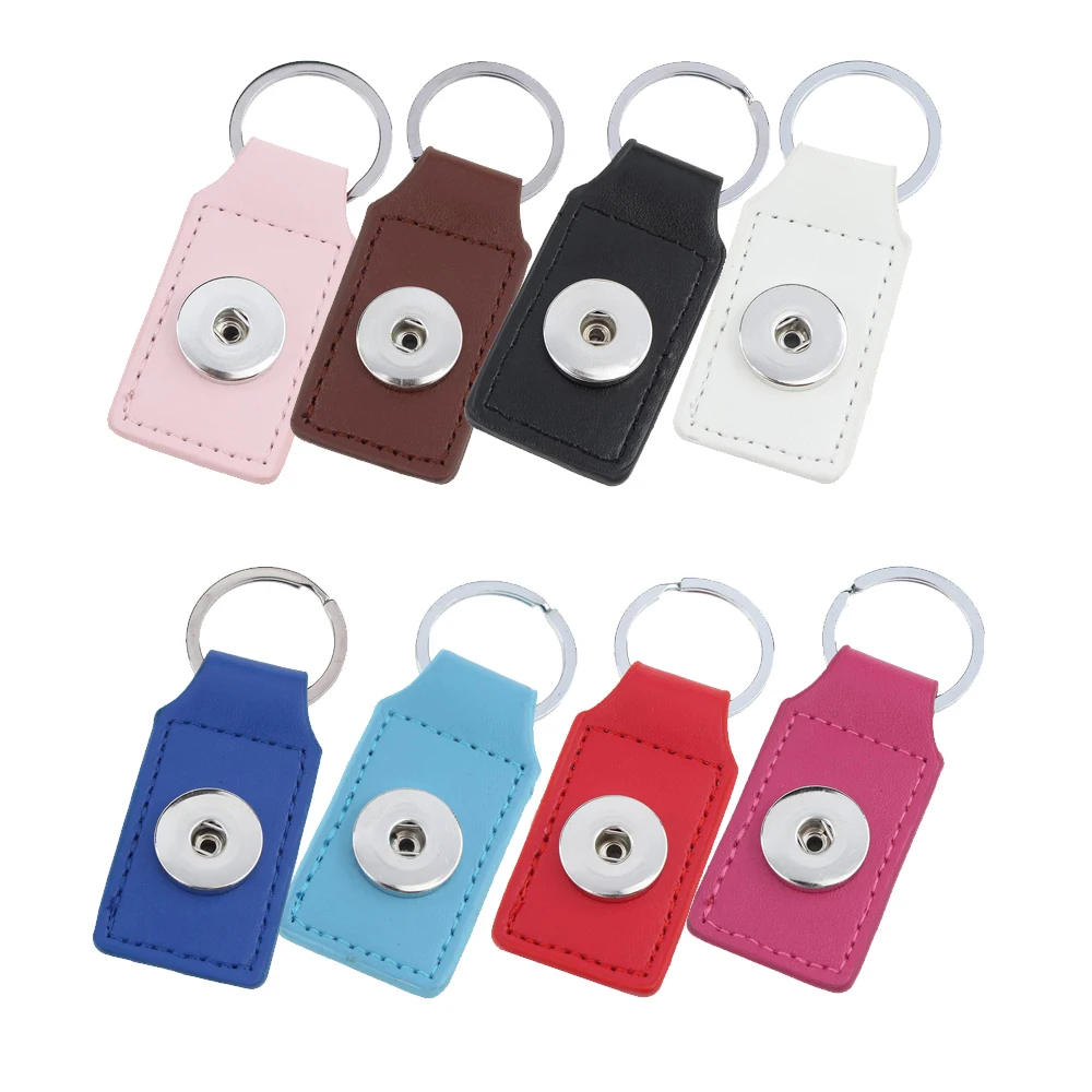 

JaynaLee 8 Colors Leahter Snap Button Keychain Jewelry Bag Charm fit 18mm or 20mm Ginger Snaps for women Handbag gift GJK8034