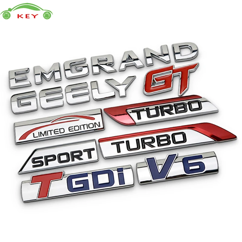 

Metal Car Sticker for Geely Emgrand TGDI GT V6 Turbo Limited Edition Sport Auto Body Decal Rear Alloy Letter Emblem Trunk Badge