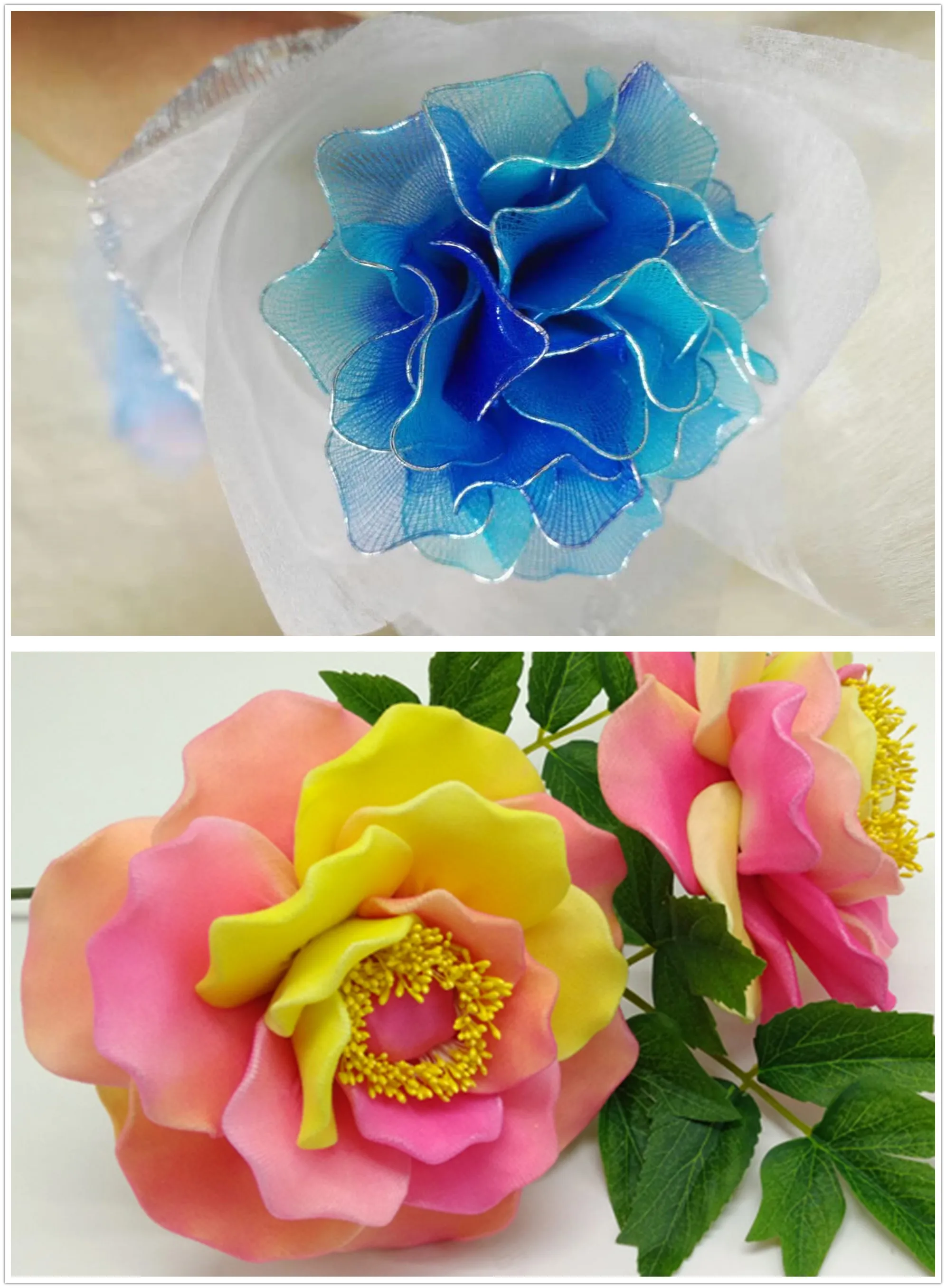 2 шт./лот, многоцветные нейлоновые чулки, цветочные аксессуары, декоративный материал для изготовления цветов, свадебные украшения
