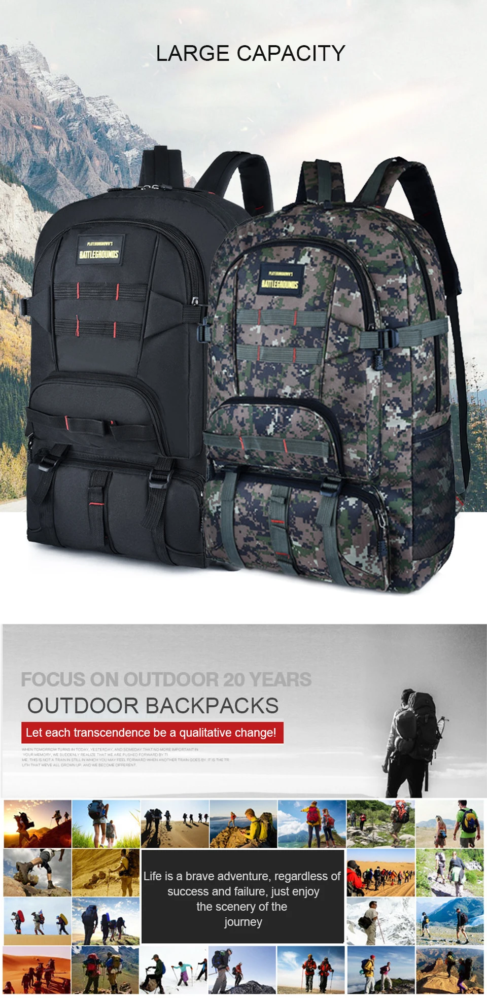 Large Capacity Backpack Outdoor Backpacking Military Tactical Backpacks Army Men Waterproof Bags Packs Women Climbing Rucksack (2)