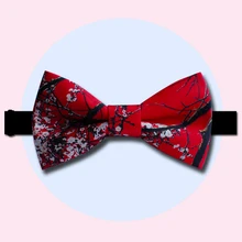 В подарок модный ручной работы красный цветок сливы креативный черный галстук-бабочка/вечерние свадебные коробки упаковка 1 шт