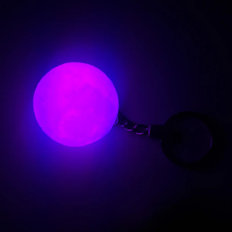 Mystery 3D Print Moon Night Lights Keychain 3 Piece Button Battery Powered LED White Moon Lamp Key Holder Bag Pendant Baby Toy (12)