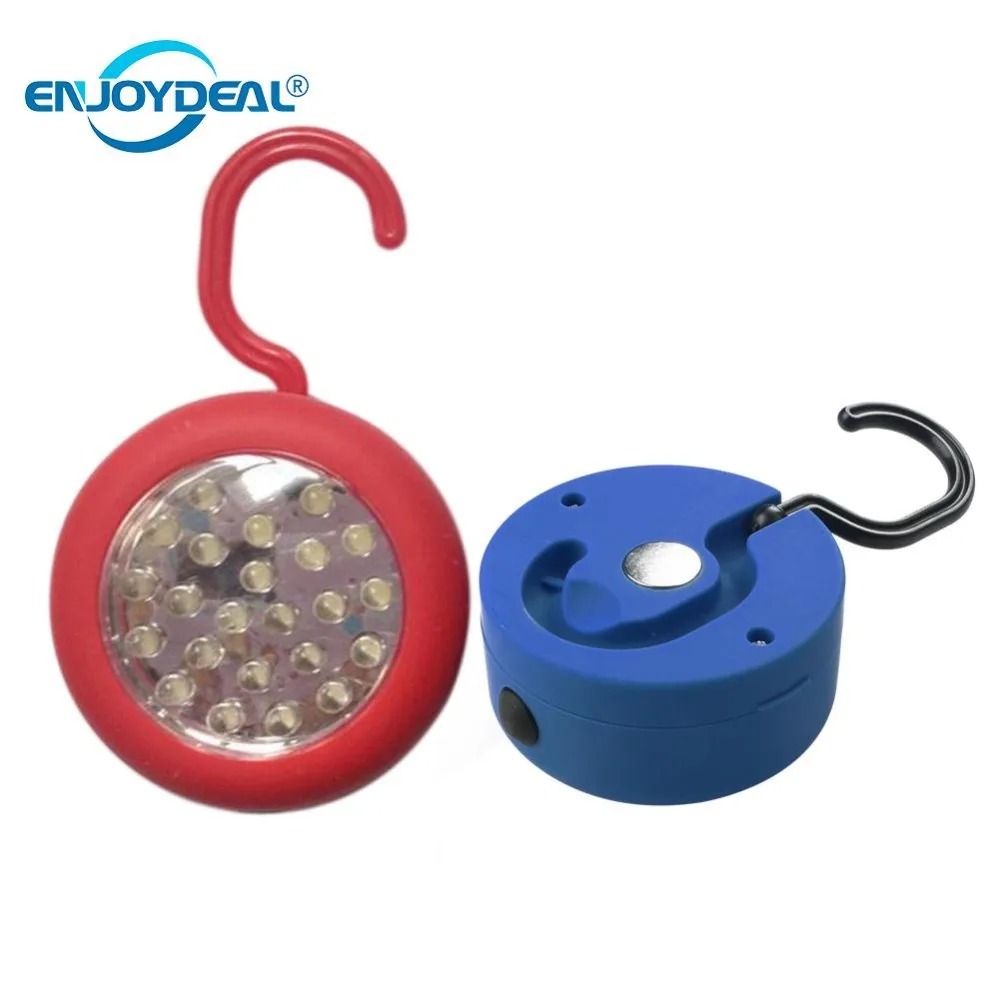 

New 24 LED Round Magnetic Hanging Hook Work Light Flashlight Torch Outdoor Camping emergency Lamp Light For 3xAAA battery