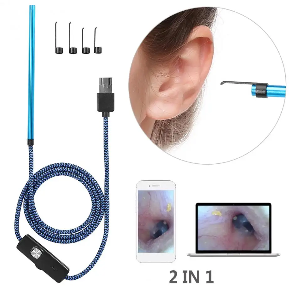 5 Type USB Ear Cleaning Tool Visual Earpick Endoscope HD Visual Resin Ear Spoon Cleaning Spoon