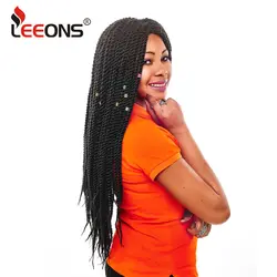 Leeons 1-9 шт. Kanekalon плетение волос черный петля вязаный крючком косы Senegalese Twist вязаный крючком волосы Senegalese Twist для афро женщин
