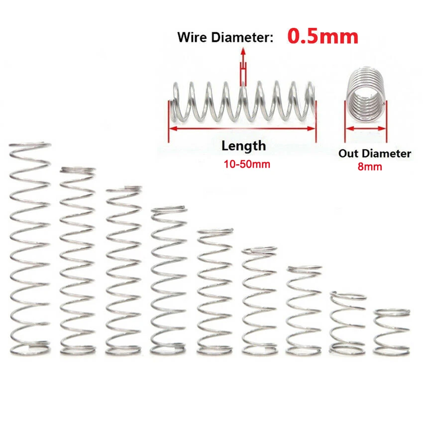 10Pcs Compression Spring 304 Stainless Steel Non corrosive Tension