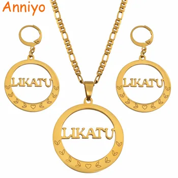 

Anniyo LIKATU Island Round Big Pendant Necklaces Earrings Jewellery sets for Women Stainless Steel Party Jewelry Gifts #048021S