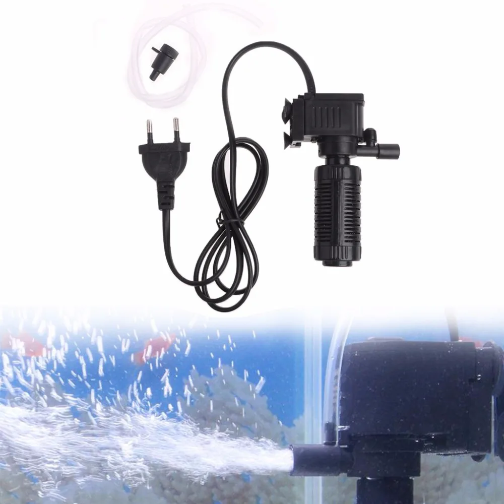 

Mini 3 in 1 Aquarium Internal Filter Fish Tank Oxygen Submersible Pump Spray EU Aquario Accessory