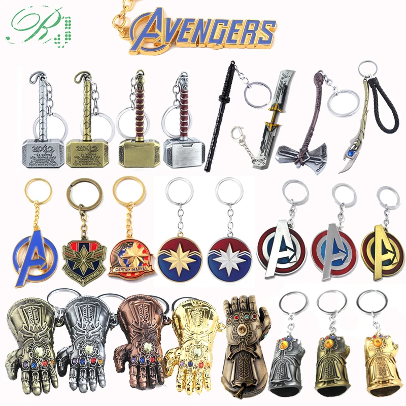 

SG 10pc Marve l Avengers Thanos Infinite Power Gauntlet Keychains Loki Thor Axe Iron Man Doctor Strange Lady Car Keyring Jewelry